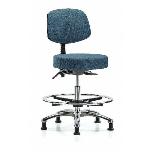 Bench Stool, Med, Fabric, Bk CF, Gld, Blu
