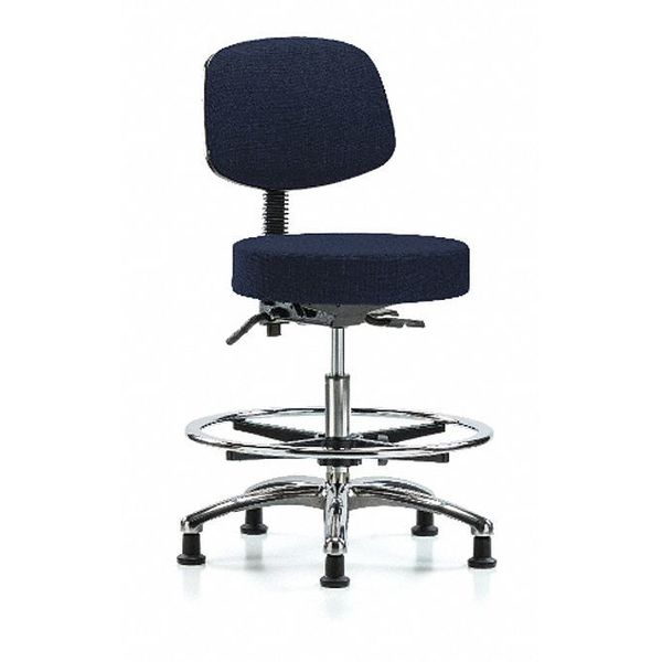Bench Stool, Med, Fab, Bk Chrm, CF, Gld Nav