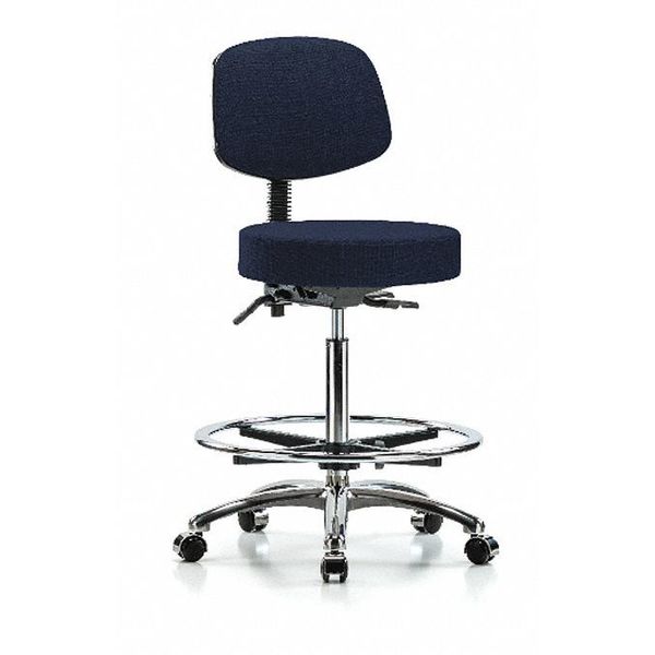 Bench Stool, Hi, Fab, Bk Chrome, CF, Cast, Nav