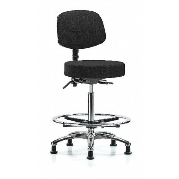 Ben Stool, Hi, Fab, Bk Chrome, CF Glides, Blk