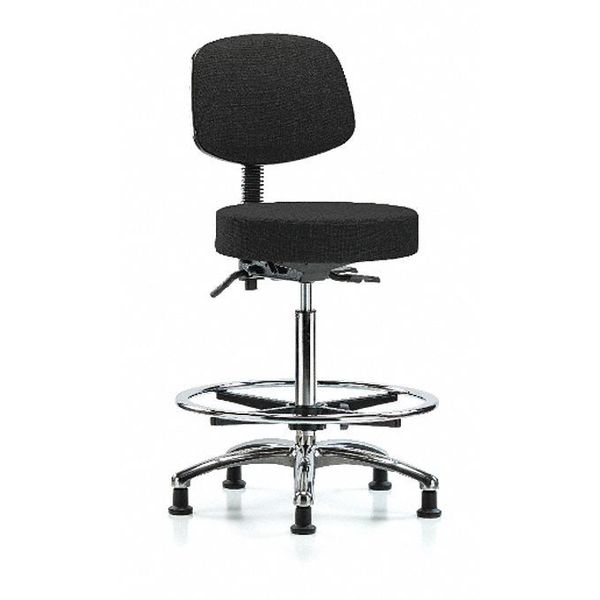 Bench Stool, Hi, Fabric, Bk, CF, Glides, Blk, Color: Black