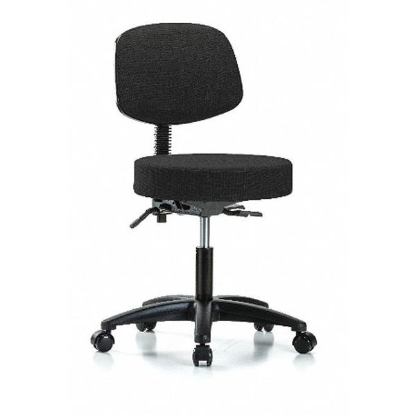 Desk Stool, Fabric, Bk, Casters, Blk