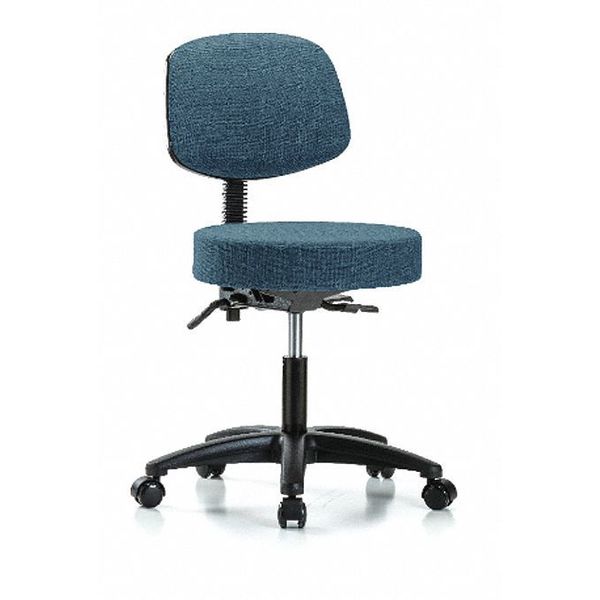 Desk Stool, Fabric, Bk, Tilt Casters, Blu