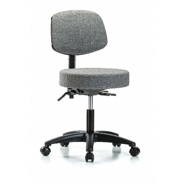 Desk Stool, Fabric, Bk, Casters, Gry