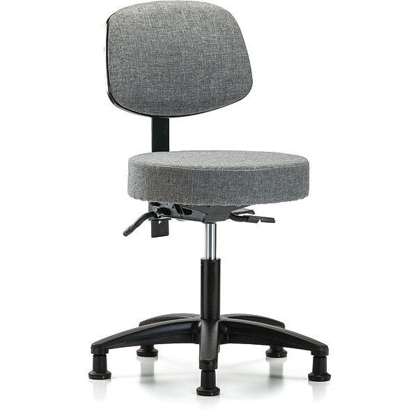 Desk Stool, Fabric, Bk, Tilt Glides, Gry