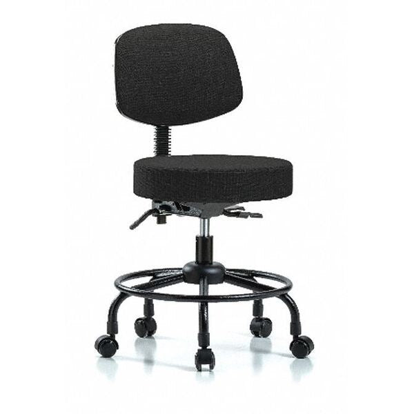 Desk Stool, Fabric, Bk, RT, Casters, Blk