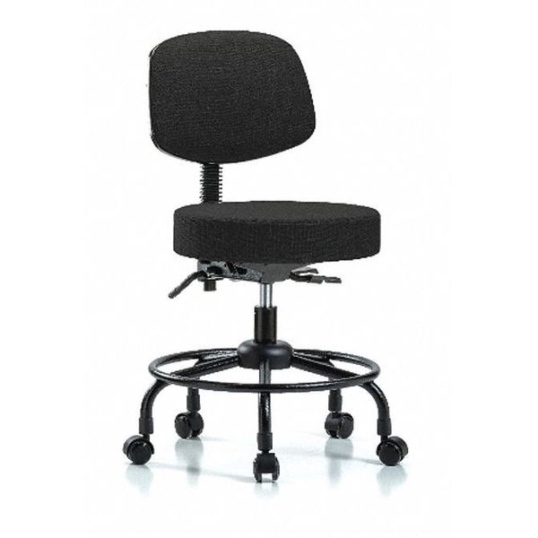 Desk Stool, Fab, Bk, RT, Tilt, Casters, Blk