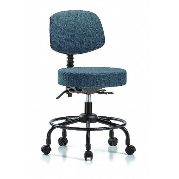 Desk Stool, Fabric, Bk, RT, Casters, Blu