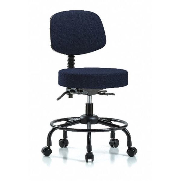 Desk Stool, Fab, Bk, RT, Tilt, Casters, Nav