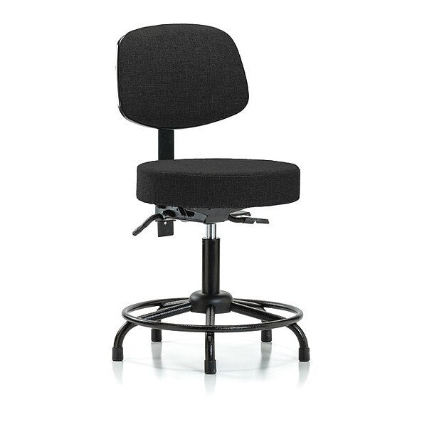 Desk Stool, Fab, Bk, RT, Tilt, Glides, Blk
