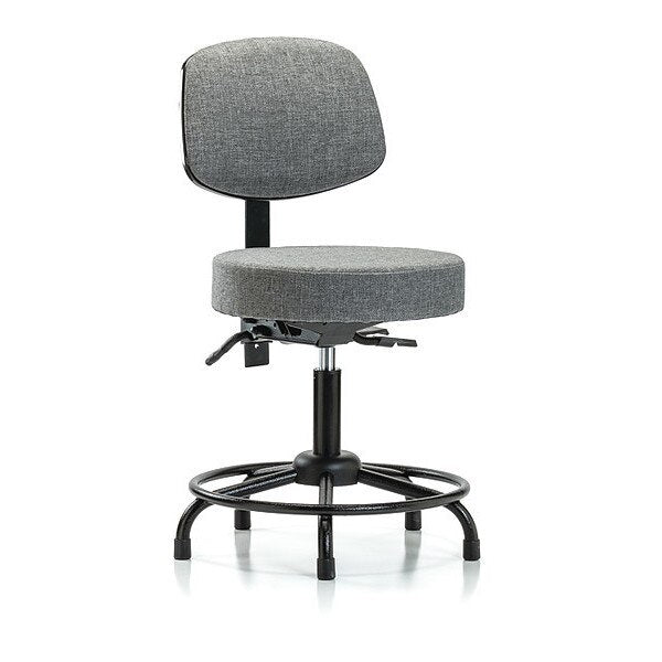 Desk Stool, Fab, Bk, RT, Tilt, Glides, Gry