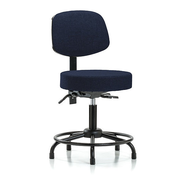 Desk Stool, Fab, Bk, RT, Tilt, Glides, Nav