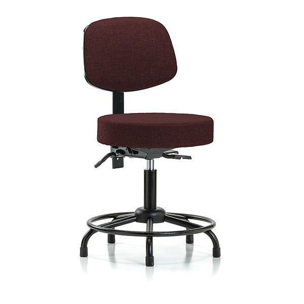 Desk Stool, Fabric, Bk, RT, Glides, Bur