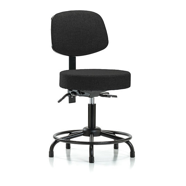 Desk Stool, Fabric, Bk, RT, Glides, Blk