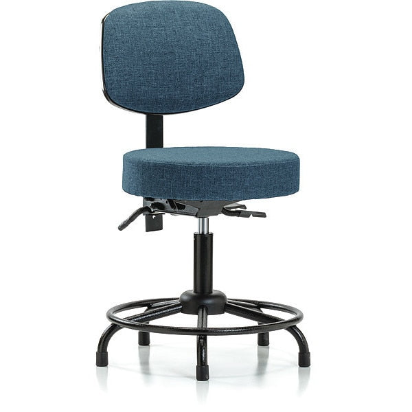 Desk Stool, Fabric, Bk, RT, Glides, Blu