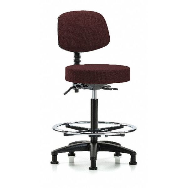 Bench Stool, Hi, Fabric, Bk, CF, Glides, Bur, Weight Capacity: 300 lb.