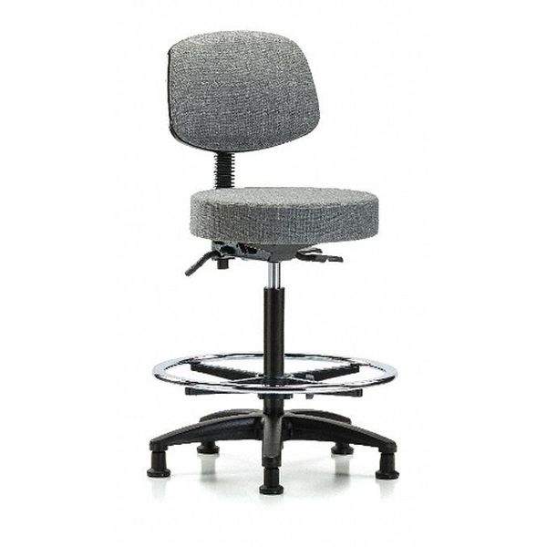 Bench Stool, Hi, Fabric, Bk, CF, Glides, Gry, Color: Gray