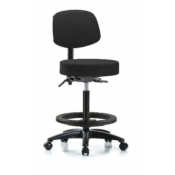 Bench Stool, Hi, Fabric, Bk, BF, Casters, Blk