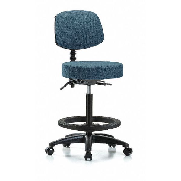 Bench Stool, Hi, Fabric, Bk, BF, Casters, Blu