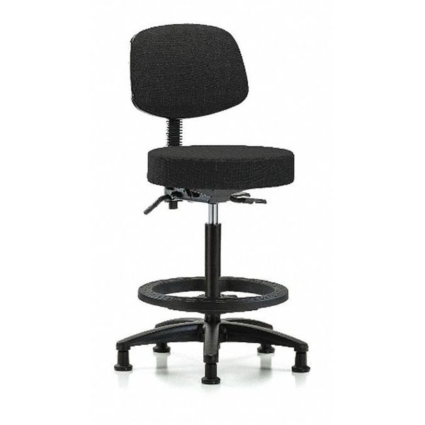 Bench Stool, Hi, Fabric, Bk, BF, Glides, Blk
