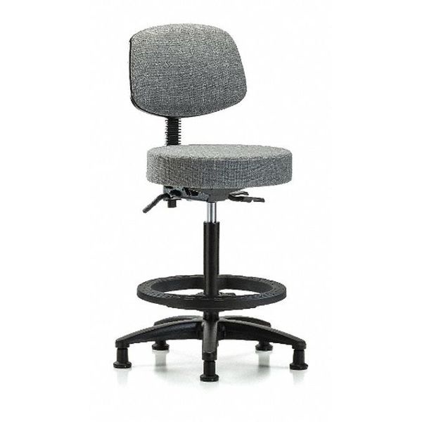 Bench Stool, Hi, Fabric, Bk, BF, Glides, Gry