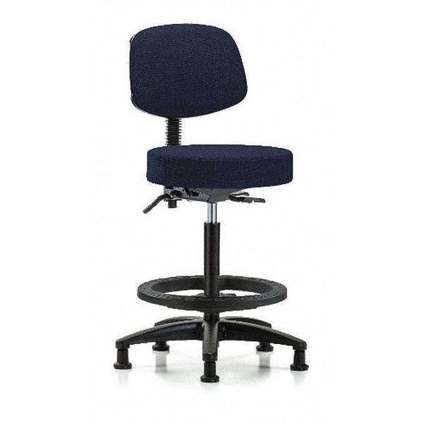 Bench Stool, Hi, Fabric, Bk, BF, Glides, Nav