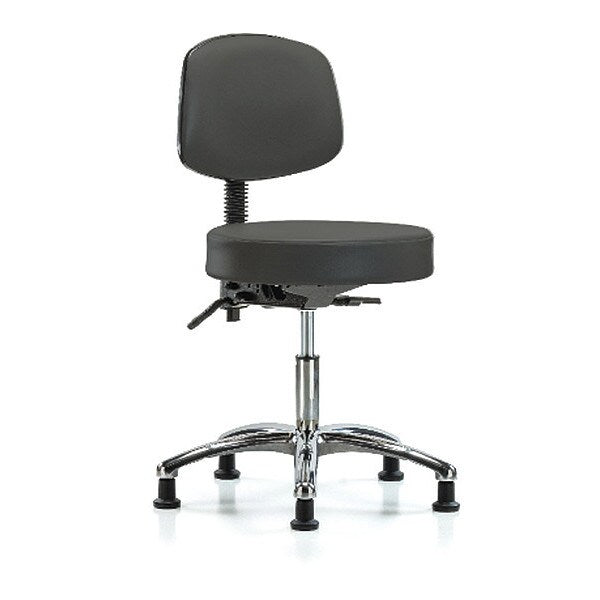 Desk Stool, Vin, Bk, Chrome, Tilt Glides, Gry