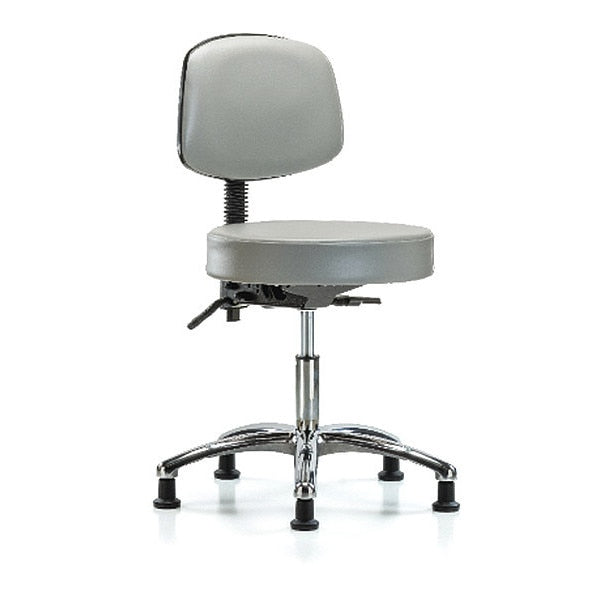 Desk Stool, Vinyl, Bk, Chrome, Glides, Dov