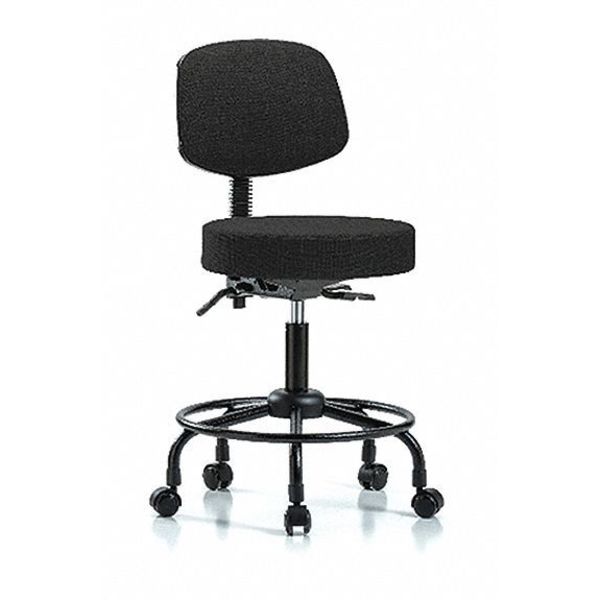 Bench Stool, Med, Fab, Bk, RT, Casters, Blk
