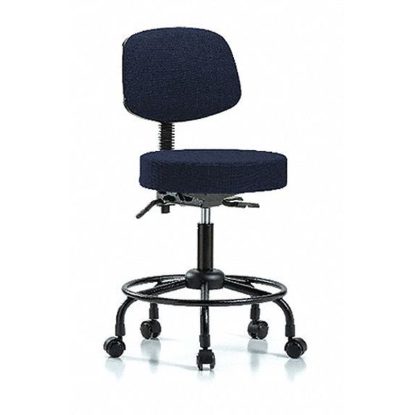 Bench Stool, Med, Fab, Bk, RT, Casters, Nav