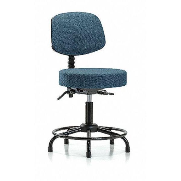 Bench Stool, Med, Fab, Bk, RT, Glides, Blu