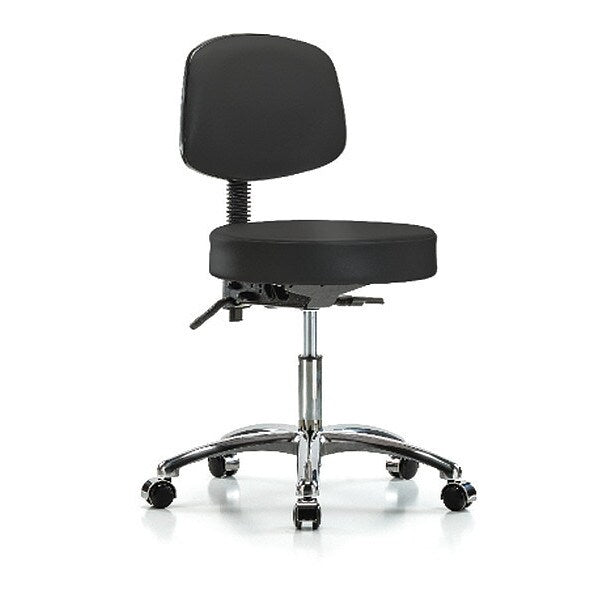 Desk Stool, Vin, Bk Chrome, Tilt, Cast, BLK