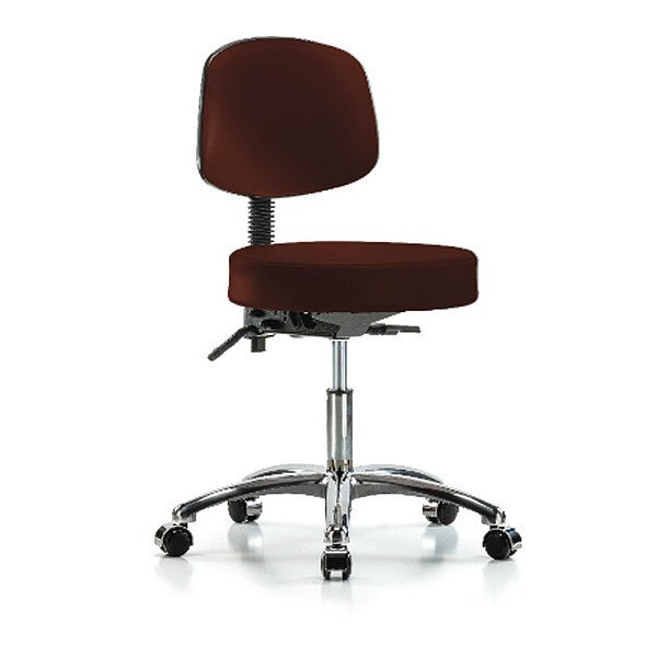 Desk Stool, Vinyl, Bk, Chrome, Casters, Burg