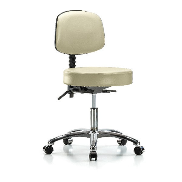 Desk Stool, Vin, Bk Chrome, Tilt, Cast, Wht