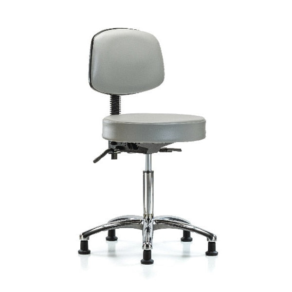 Bench Stool, Med, Vin, Bk, Chrome, Glides Dov