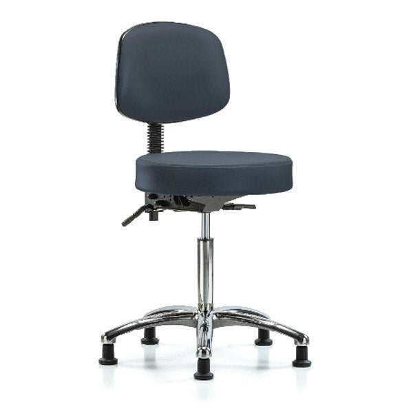 Bench Stool, Med, Vin, Bk, Chrome, Glides Nav
