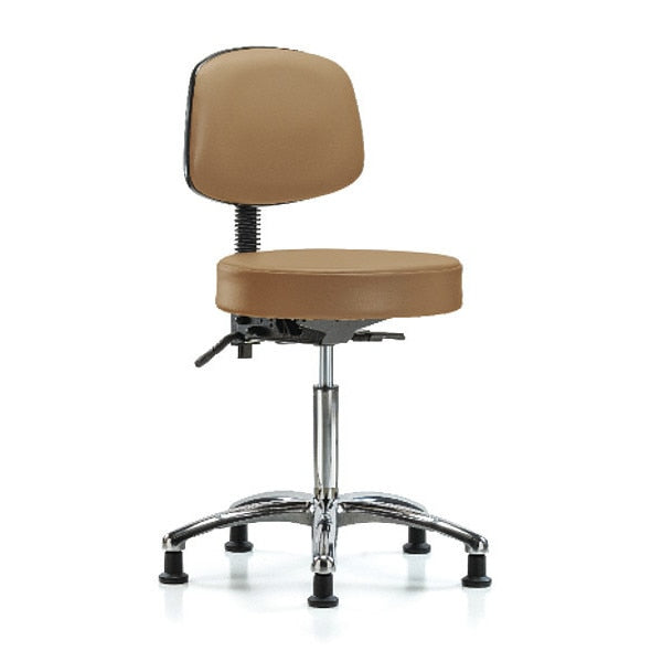 Bench Stool, Med, Vin, Bk, Chrm, Glides Taupe