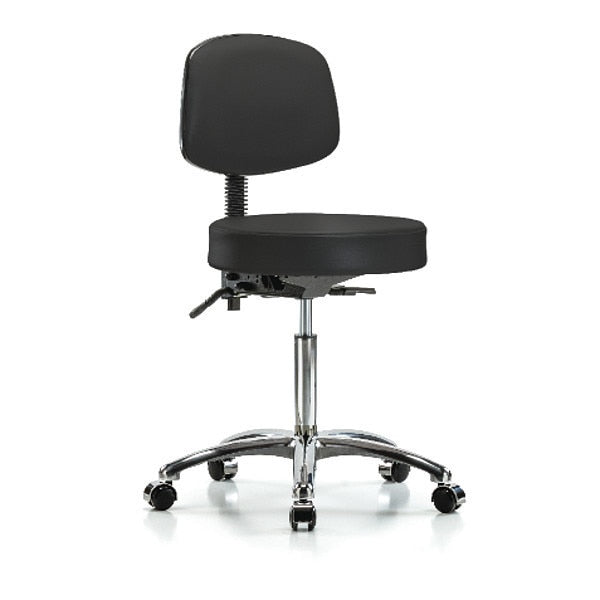 Bench Stool, Med, Vin, Bk Chrome, Cast, BLK