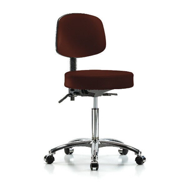 Bench Stool, Med, Vin, Bk Chrome, Cast, Burg