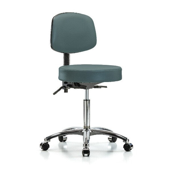Bench Stool, Med, Vin, Bk Chrome, Cast, Blu