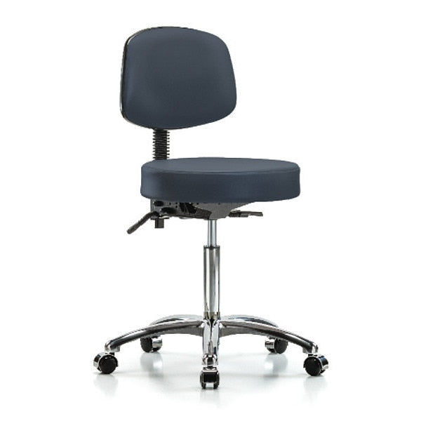 Bench Stool, Med, Vin, Bk Chrome, Cast, Nav