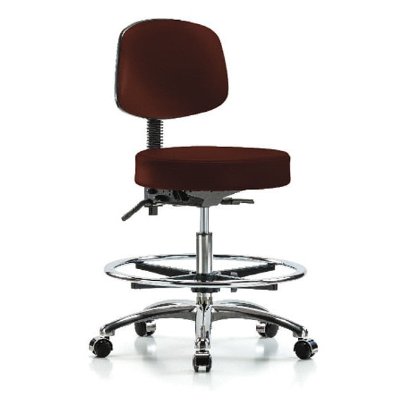 Bench Stool, Med, Vin, Bk, Chrm, Cast, Burg
