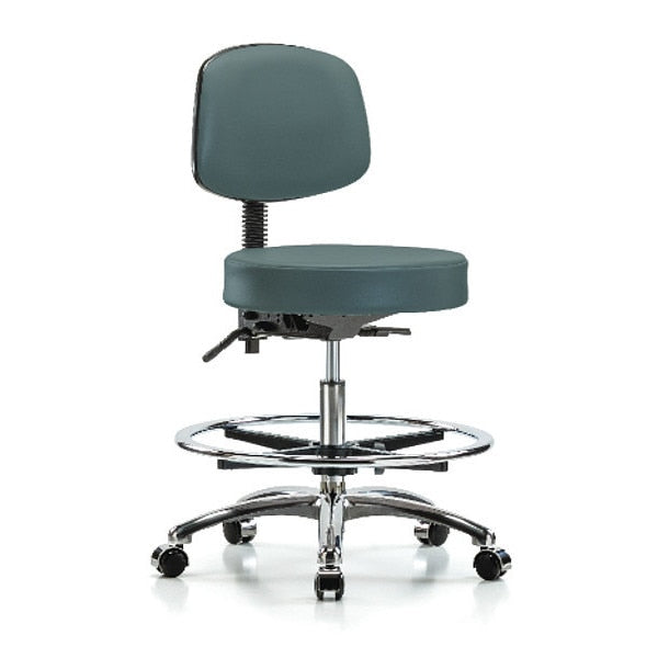 Bench Stool, Med, Vin, Bk, Chrm, Cast, Blu