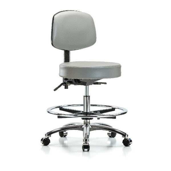 Bench Stool, Med, Vin, Bk, Chrm, Cast, Dov