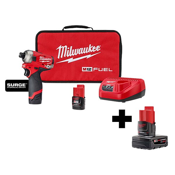 Impact Driver Kit, 1/4 in Hex Drive, 12VDC