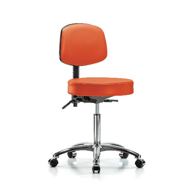 Bench Stool, Med, Vin, Bk Chrom, Cast, Orange