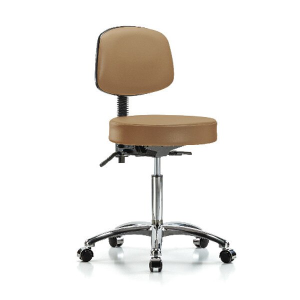 Bench Stool, Med, Vin, Bk Chrome, Cast, Taupe