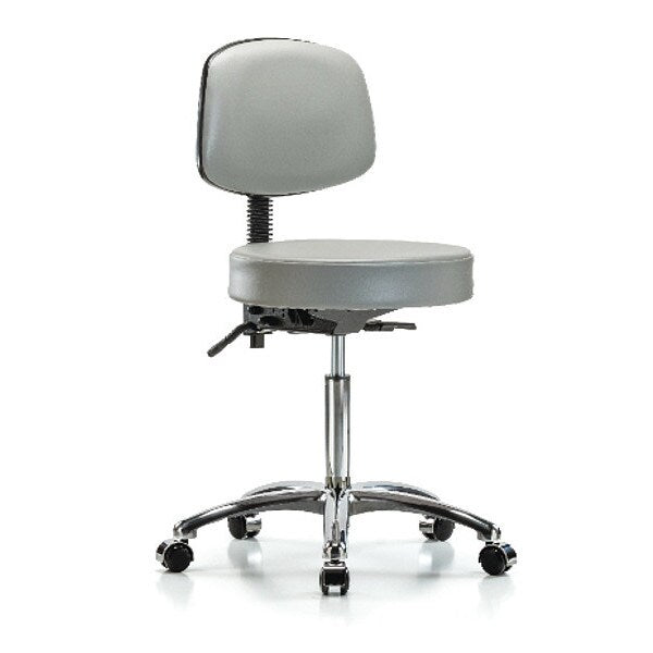 Bench Stool, Med, Vin, Bk Chrome, Cast, Dov