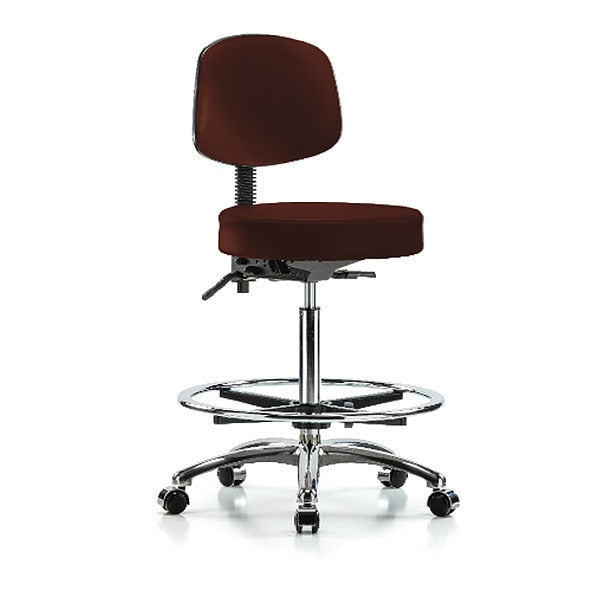 Bench Stool, Hi, Vin, Bk, Chrom, CF, Cast, Burg