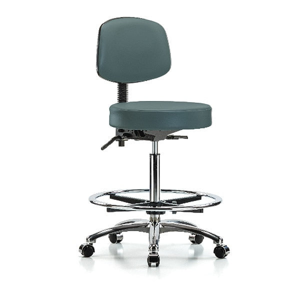 Bench Stool, Hi, Vin, Bk, Chrome, CF, Cast, Blu